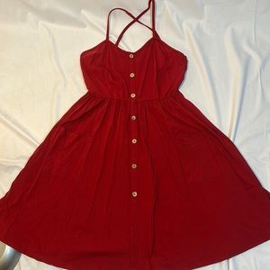 Women midi burgundy flowy summer dress